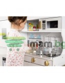 Дървена кухня с аксесоари, LED осветление и звук, бяла